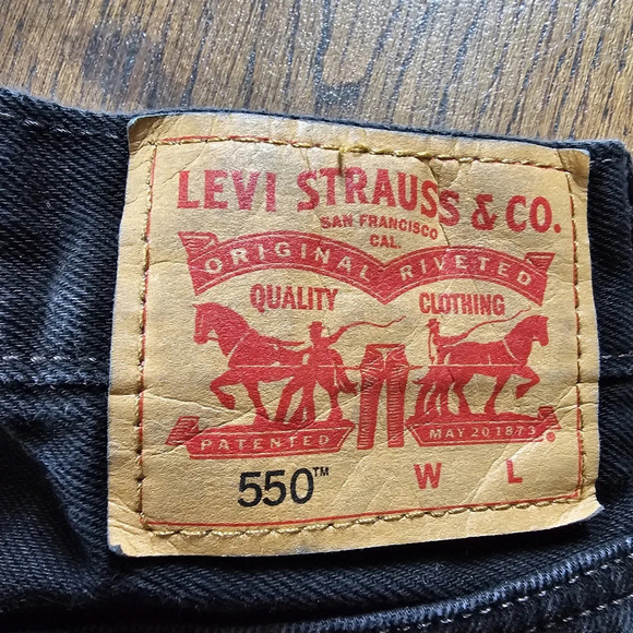 Levi's 550 Faded Black Relaxed Fit straight Leg Jeans Size Men's 46x32 - Picture 12 of 14